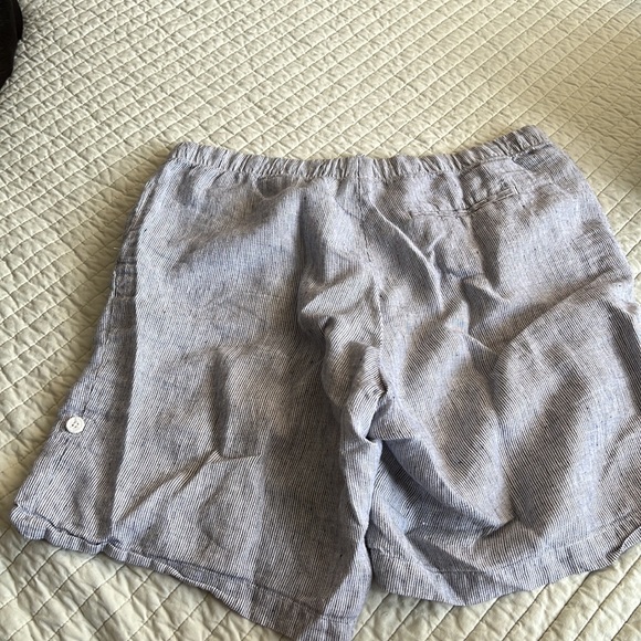 Pure Jill Woven Stripes Tunic Linen Gray Shorts - Picture 2 of 4